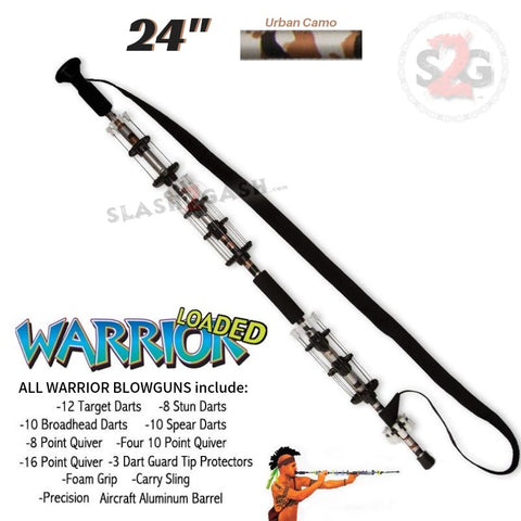 Warrior 24" Blowgun .40 cal LOADED w/ 40 Darts - Urban Camo - Avenger Blowguns USA