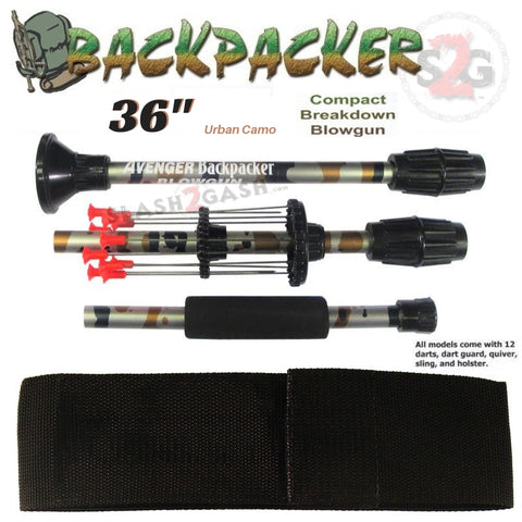 Backpacker 36" Blowguns .40 Caliber Breakdown w/ Nylon Case - 3PC Urban Camouflage - Avenger Blowguns USA