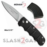 Boker Kalashnikov Mini Automatic Knife Small Switchblade - Black w/ Silver Drop Point Bead Blasted AK47 AK74
