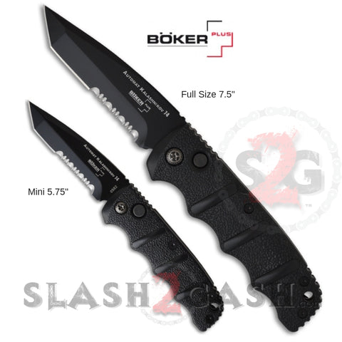 Boker Kalashnikov Mini Automatic Knife Small 73 - AUS-8 Black Tanto Serrated Switchblade AK47 AK74