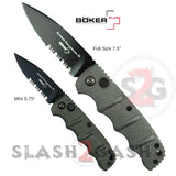 Boker Kalashnikov Mini Automatic Knife Small 73 Gun Metal Grey - AUS-8 Drop Point Serrated Switchblade AK47 AK74