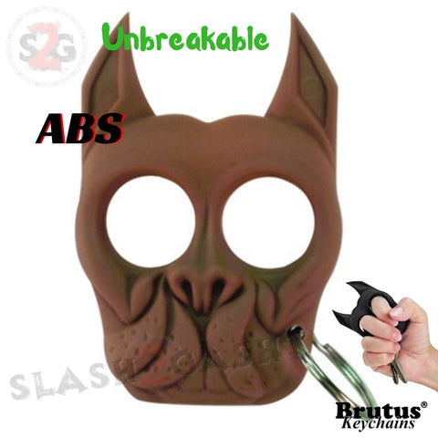 Brutus the Bulldog Self Defense Keychain ABS Knuckles - Brown Punchy Puppy Unbreakable