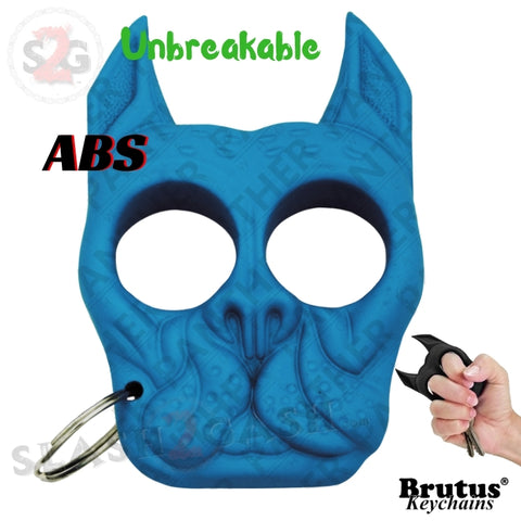 Brutus the Bulldog Self Defense Keychain ABS Knuckles - Teal Light Blue Punchy Puppy Unbreakable