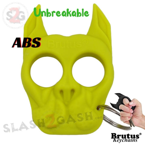 Brutus the Bulldog Self Defense Keychain ABS Knuckles - Neon Yellow/Green Punchy Puppy Unbreakable