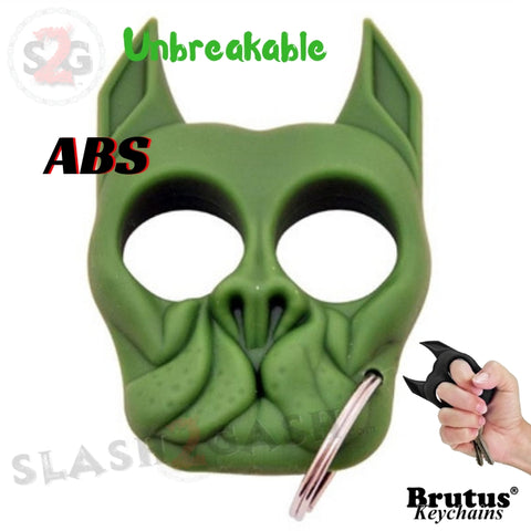 Brutus the Bulldog Self Defense Keychain ABS Knuckles - Green Punchy Puppy Unbreakable