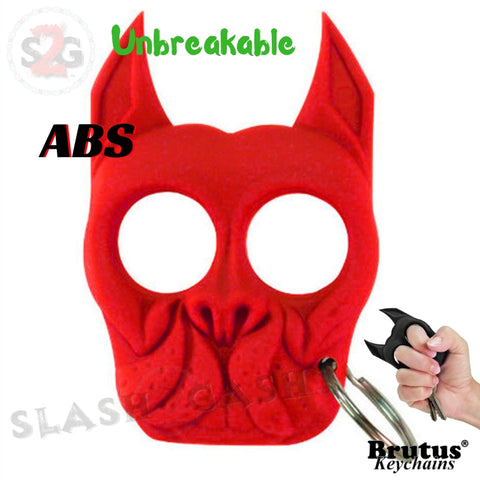 Brutus the Bulldog Self Defense Keychain ABS Knuckles - Red Punchy Puppy Unbreakable