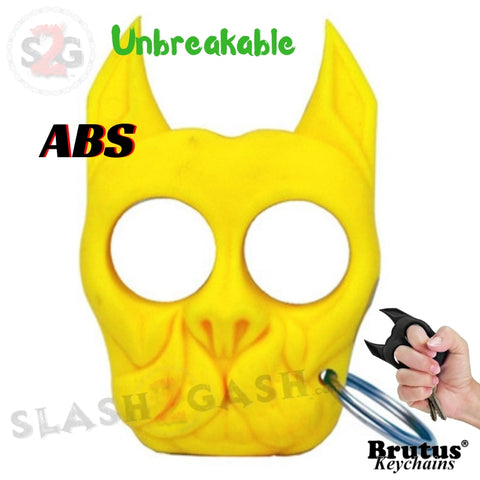 Brutus the Bulldog Self Defense Keychain ABS Knuckles - Yellow Punchy Puppy Unbreakable