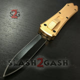 California Legal Mini OTF Dual Action Automatic Knife - Double Edge Gold and Black