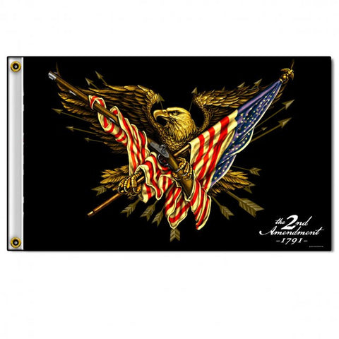 Hot Leathers 2nd Amendment Eagle Flag 3 x 5 w/ Metal Grommets