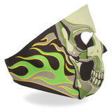 Hot Leathers Green Goblin Skull Neoprene Face Mask Neon Flames