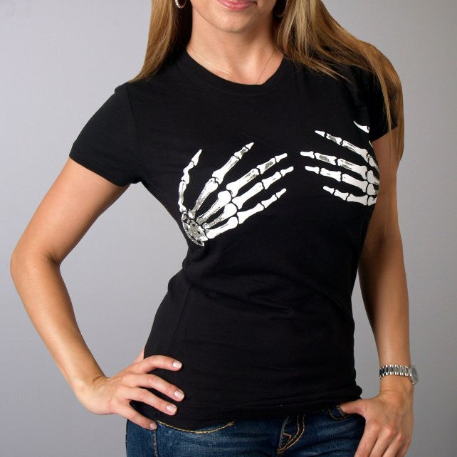 Hot Leathers Ladies Skeleton Hands Biker Tee – Slash2Gash