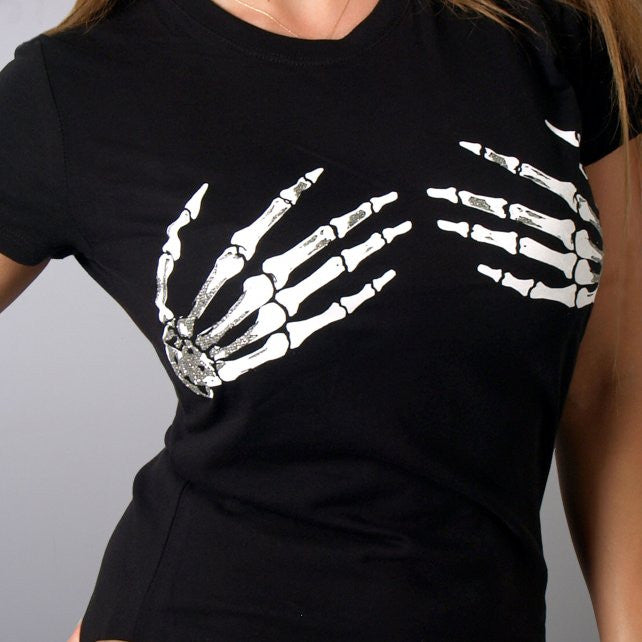 Hot Leathers Ladies Skeleton Hands Biker Tee – Slash2Gash