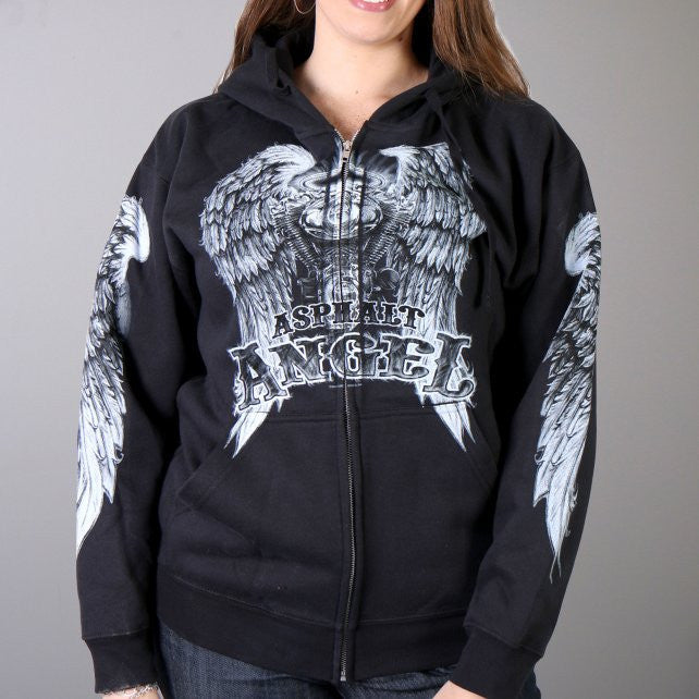 Hot Leathers Asphalt Angel Zip Up Hoodie Wings Hooded