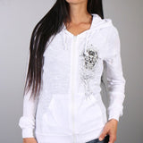 Hot Leathers Womens Sugar Skull Lightweight Slubby Hooded Sweatshirt