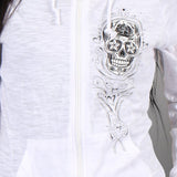 Hot Leathers Womens Sugar Skull Lightweight Slubby Hooded Sweatshirt