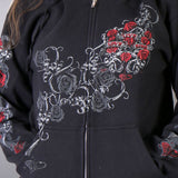 Hot Leathers Womens Hooded Sweatshirt with Live, Love, Ride and Roses
