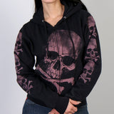 Hot Leathers Skull and Crossbones Jumbo Print Ladies Hooded Sweatshirt