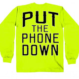 NEW! Hot Leathers Put The Phone Down Long Sleeve Biker Shirt Safety Green