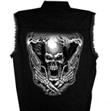 Hot Leathers Assassin Sleeveless Denim Biker Shirt Skull & Pistols