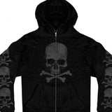 Hot Leathers Skull and Crossbones Zip-Up Hooded Sweat Shirt