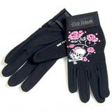 Hot Leathers Ladies Mechanics Gloves with Skull, Roses and Rhinestones