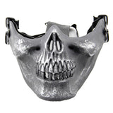 Half Face Wargame Mask Metallic Skeleton Mask Protective Party Festival Face Guard Black Silver