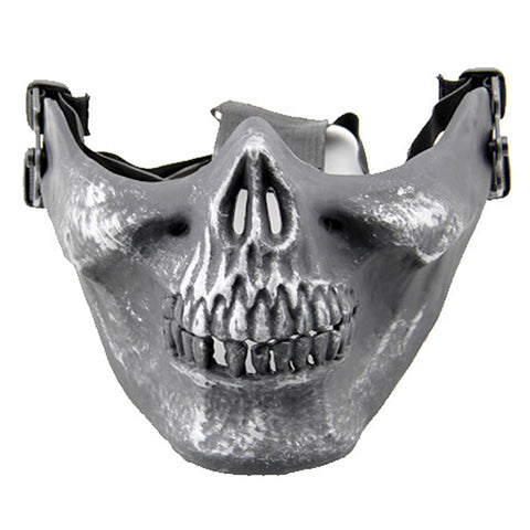 Half Face Wargame Mask Metallic Skeleton Mask Protective Party Festival Face Guard Black Silver