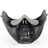 Half Face Wargame Mask Metallic Skeleton Mask Protective Party Festival Face Guard Black Silver