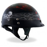 Hot Leathers D.O.T. Celtic Cross w/ Skulls Gloss Black Finish Motorcycle Helmet