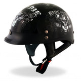 Hot Leathers D.O.T. Biker For Life Gloss Black Finish Motorcycle Helmet