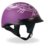 Hot Leathers D.O.T. Ladies Pinstripe Upwing Matte Purple Motorcycle Helmet