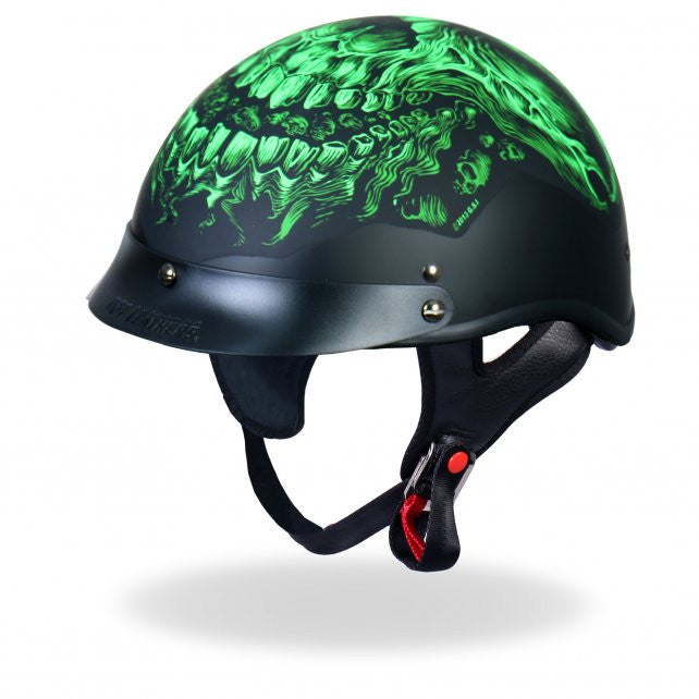 dot approved dragon skull motorcycle helmets Daytona Half Face Helmet - Cap Graphics - Ignite Grey providing more ventilation and a wider range of vision Hot Leathers D.O.T. Shredder Skull