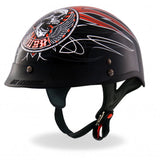 Hot Leathers D.O.T. Stitches Skull Gloss Black Finish Motorcycle Helmet