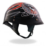 Hot Leathers D.O.T. Stitches Skull Gloss Black Finish Motorcycle Helmet
