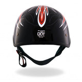 Hot Leathers D.O.T. Stitches Skull Gloss Black Finish Motorcycle Helmet