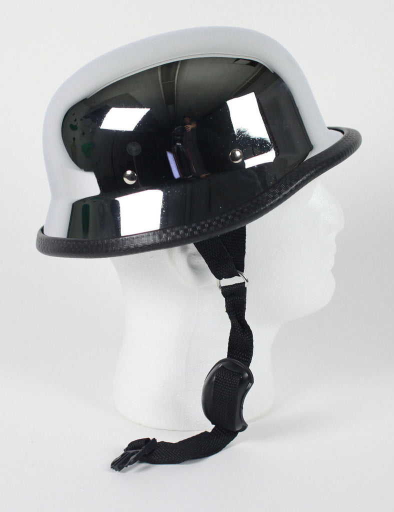 chrome german motorcycle helmet dot HC102 NOVELTY Ratchet Design Quick Release with Universally Adjustable Strap Comfortable Fit prevents helmet lift at high speeds Goggles Chrome German Motorcycle Helmet