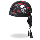 Hot Leathers Skull & Roses Headwrap Lightweight Live Free Durag