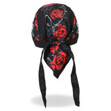 Hot Leathers Skull & Roses Headwrap Lightweight Live Free Durag