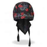 Hot Leathers Skull & Roses Headwrap Lightweight Live Free Durag