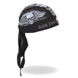 Hot Leathers Bad Scratch Headwrap Winged Skull Premium Biker Du-Rag