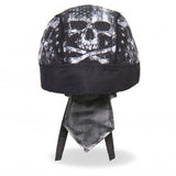 Hot Leathers Premium Headwrap - Flag Skull Motorcycle Durag