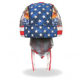 Hot Leathers Uncle Sam Racer Headwrap American Flag Premium Biker Durag Doo Rag Cap