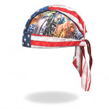 Hot Leathers Uncle Sam Racer Headwrap American Flag Premium Biker Durag Doo Rag Cap
