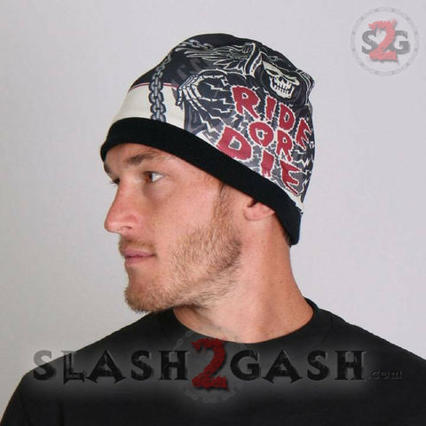 Hot Leathers Sublimated Rough Cut Ride or Die Reaper Beanie 3D Art