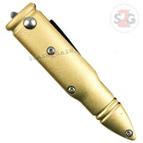 Mini Automatic Bullet Knife California Legal Switchblade w/ Safety Lock - Gold