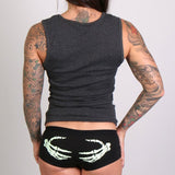 Hot Leathers Glow In The Dark Skeleton Hands Ladies Boy Shorts