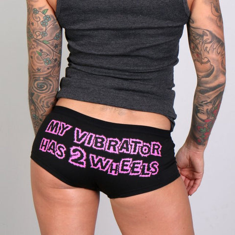Hot Leathers My Vibrator Has Two Wheels Funny Boy Shorts