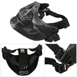 Half Face Wargame Mask Metallic Skeleton Mask Protective Party Festival Face Guard Black Silver