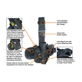 Right Handed Deluxe Tactical Drop Leg Holster w/ Removable Hip - Black
