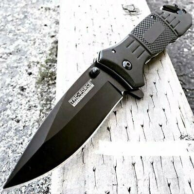 Black Action Liner Lock Spring Assisted Pocket Knife - Drop